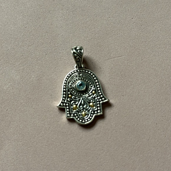 Samuel B. Balinese Blue Topaz Hamsa Hand Pendant - Picture 9 of 9